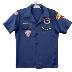 VTG Boy Scouts of America Shirt Youth Medium BSA Patches Embroidered USA Uniform